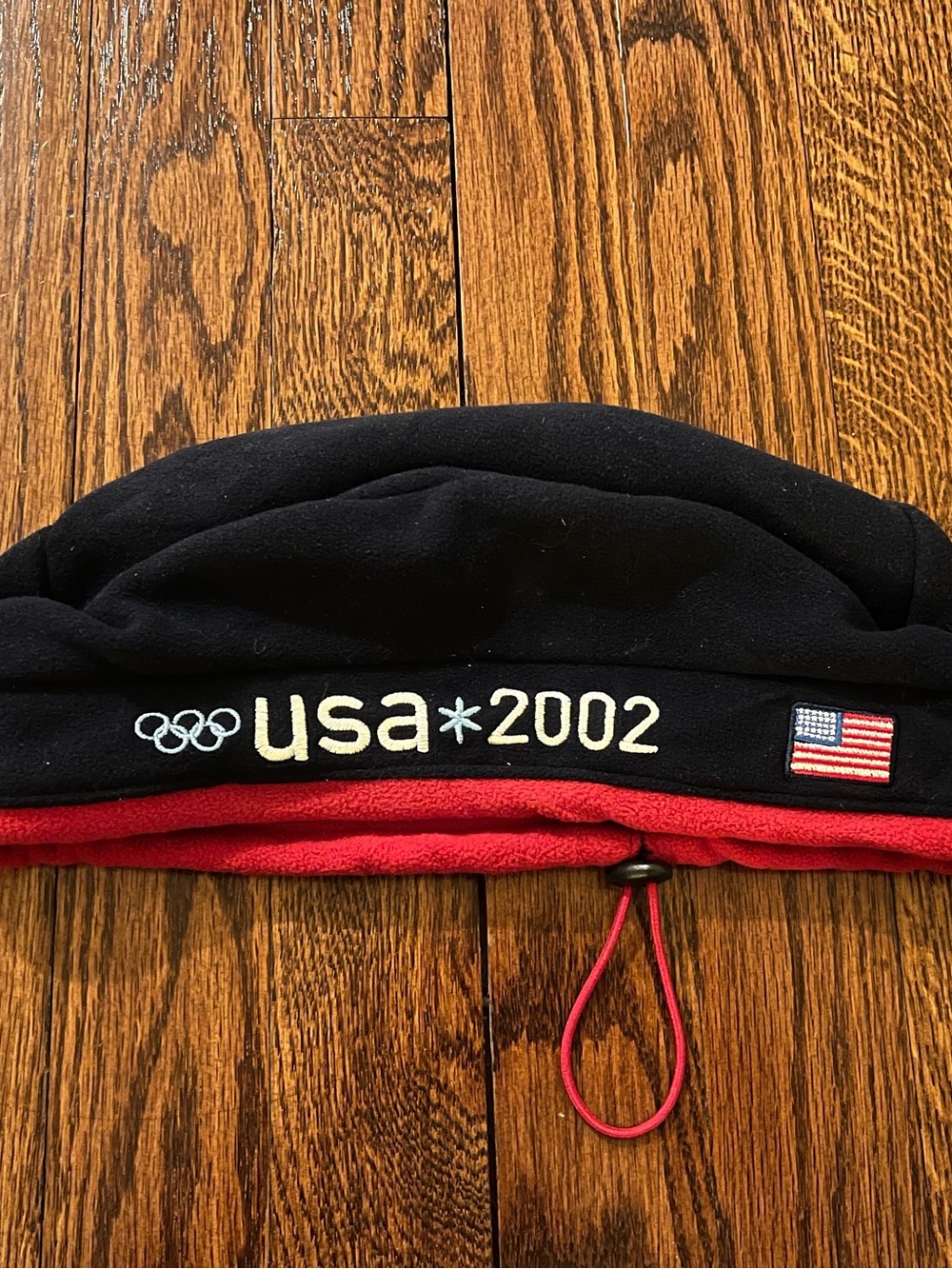 Roots Black Hat with Red Fleece Lining